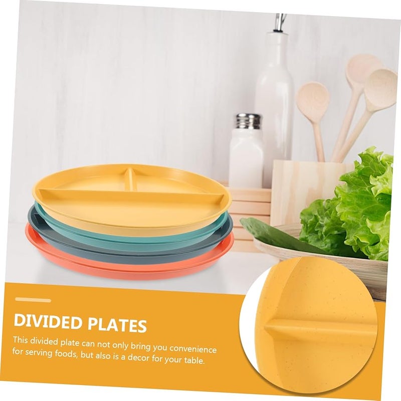 STOBAZA 9 Inch Divided Portion Control Plate Set 4pcs Dishwasher Safe Reusable Compartment Plates - Image 4